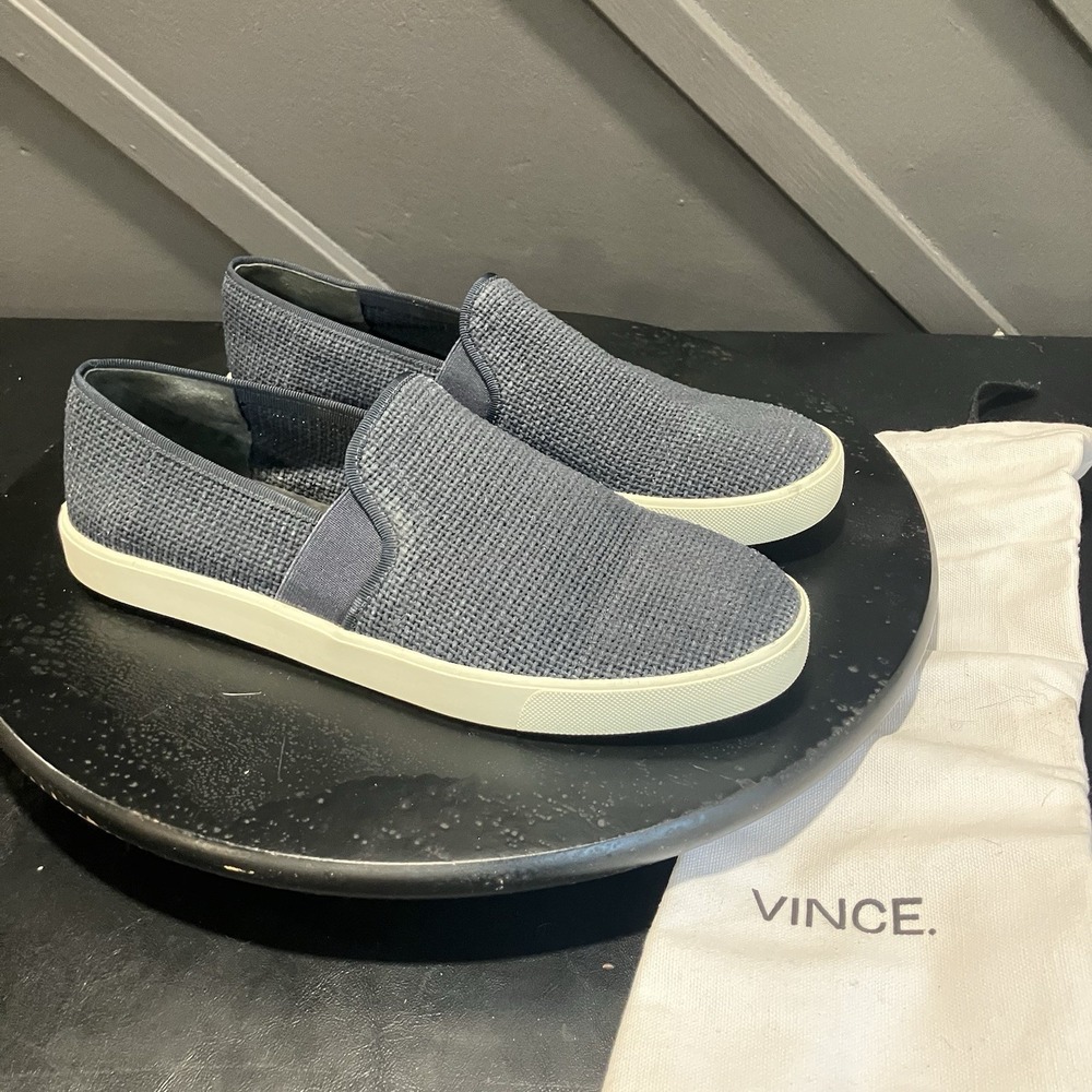 Vince Womens Size 10 Gray Woven Slip On Sneakers Casual Low Top Shoes